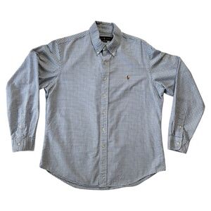 Ralph Lauren Shirt Mens Preppy/Work Plaid Custom Fit Long Sleeve Button Down L